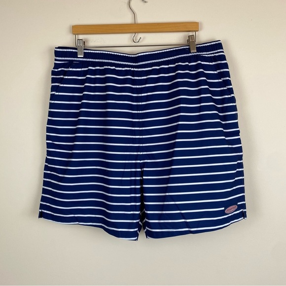 NWT Vineyard Vines Chappy Break Stripe Navy Swim Trunks - Picture 1 of 6